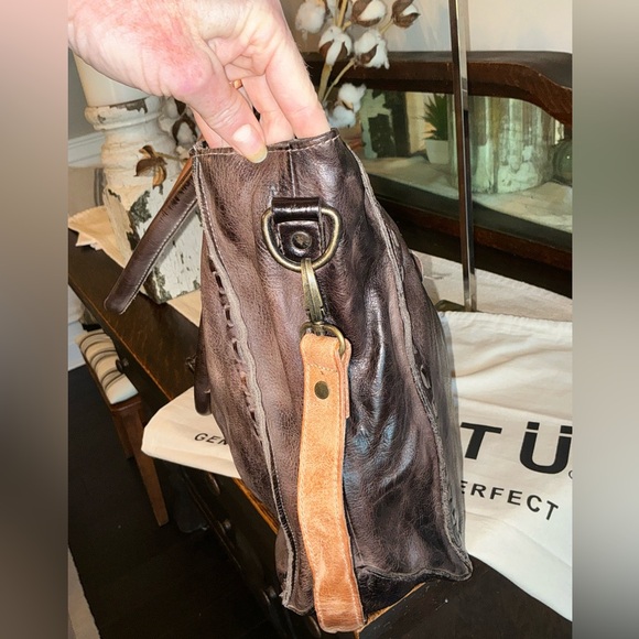 NWOT Bed Stu Leather Rockaway Shoulder Bag Crossbody Tote Cold Brew MSRP $400 - Picture 3 of 12